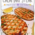 Grilled calamari steak with lemon and herbs.
